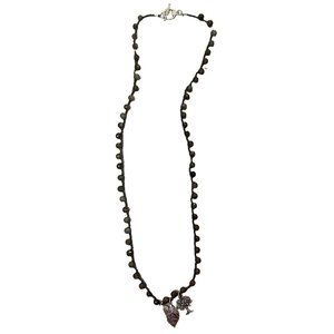 Women Beaded‎ Necklace Green Brown Silver Tone Leaf Tree Feather Fashion Jewelry
